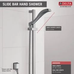 Delta 1.75 GPM Dryden Hand Shower Package - Includes Hand Shower, Slide Bar, Hose, and Limited Lifetime Warranty 8 Delta 1.75 GPM Dryden Hand Shower Package - Includes Hand Shower, Slide Bar, Hose, and Limited Lifetime Warranty -Delta Faucet Store 57051 03