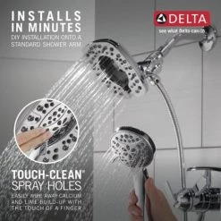 Delta Universal Showering Components 1.75 GPM Multi Function Shower Head -Delta Faucet Store 58498 In2itionTouchCleanShower Infographic preview maxWidth 1600 maxHeight 1600