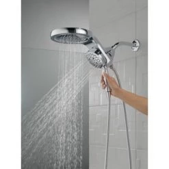 Delta Universal Showering Round 1.75 GPM Multi Function 2-in1 In2ition Shower Head and Hand Shower with Touch Clean, H2Okinetic and MagnaTite Technology -Delta Faucet Store 58680 MODEL WATER 02 WEB