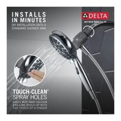 Delta Universal Showering 1.75 GPM 6 Setting Hand Shower Package with SureDock Magnetic Shower Arm holder - Limited Lifetime Warranty -Delta Faucet Store 75609 infograph 1