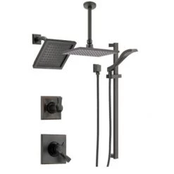 Delta Monitor 17 Series Pressure Balanced Shower System with Integrated Volume Control, Shower Head, Rain Shower and Hand Shower - Includes Rough-In Valves