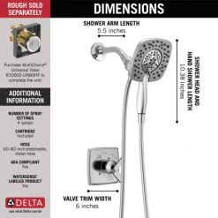 Delta Ashlyn Monitor 17 Series Dual Function Pressure Balanced Shower Only with In2ition and Integrated Volume Control - Less Rough-In Valve -Delta Faucet Store T17264 I ShowerSpecs Infographic preview maxWidth 1600 maxHeight 1600