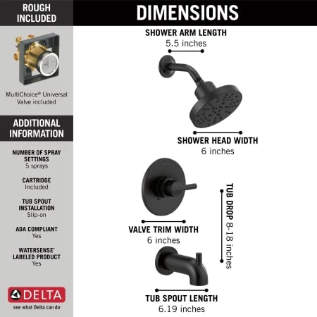 Delta Nicoli Single Function Pressure Balanced Tub and Shower with Included Rough-In Valve 2 Delta Nicoli Single Function Pressure Balanced Tub and Shower with Included Rough-In Valve - Image 2