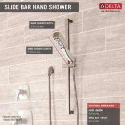 Delta 1.75 GPM Hand Shower Package with H2Okinetic and Touch-Clean® Technologies - Includes Hand Shower, Slide Bar, Hose, and Limited Lifetime Warranty -Delta Faucet Store delta 51552 alternate view 4