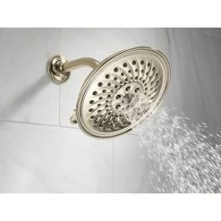Delta Universal Showering 1.75 GPM Multi Function Shower Head -Delta Faucet Store delta 52687 running shower head in brilliance polished nickel 1409