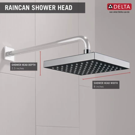 Delta 1.75 GPM Universal 8" Wide Single Function Shower Head with Touch-Clean® Technology - Limited Lifetime Warranty 6 Delta 1.75 GPM Universal 8" Wide Single Function Shower Head with Touch-Clean® Technology - Limited Lifetime Warranty - Image 6