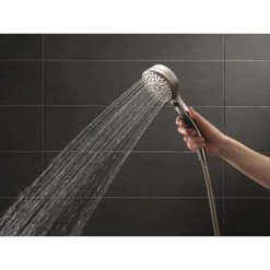 Delta Universal Showering Components 2.5 GPM Multi Function Hand Shower Package with Hose and Wall Holder -Delta Faucet Store delta 55424 running handshower in brilliance stainless 1382