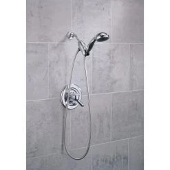 Delta 2.5 GPM Classic Hand Shower Package - Includes Hand Shower, Wall Mount, Hose, and Limited Lifetime Warranty -Delta Faucet Store delta 56613 application shot 33