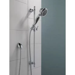 Delta 1.75 GPM Hand Shower Package - Includes Hand Shower, Slide Bar, Hose, and Limited Lifetime Warranty -Delta Faucet Store delta 57021 application shot 150
