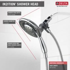 Delta 1.75 GPM In2ition 2-in-1 Shower Head and Hand Shower with 4 Spray Settings - Limited Lifetime Warranty -Delta Faucet Store delta 58065 informational diagram 46