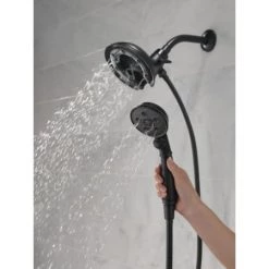 Delta Universal Showering 2.5 GPM Multi Function 2-in-1 In2ition Shower Head and Hand Shower with H2Okinetic Technology - Limited Lifetime Warranty -Delta Faucet Store delta 58471 pk alternate 98