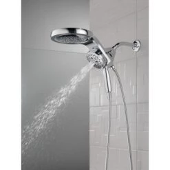 Delta Universal Showering Round 2.5 GPM Multi Function 2-in1 In2ition Shower Head and Hand Shower with Touch Clean, H2Okinetic and MagnaTite Technology -Delta Faucet Store delta 58680 25 alternate 48