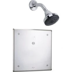 Delta Push Button Hardwire Metering Electronic Shower System with 10" Control Box Thermostatic Mixing Valve and 2.5GPM Single Function Shower Head from the Commercial Series