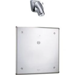 Delta Push Button Hardwire Metering Electronic Shower System with 10" Control Box Thermostatic Mixing Valve and Vandal Resistant Single Function Shower Head from the Commercial Series