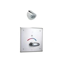 Delta Commercial Hardwire Metering Electronic Shower System with 10" Control Box Pressure Balanced Valve and Single Function Shower Head