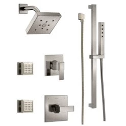 Delta Monitor 14 Series Single Function Pressure Balanced Shower System with Shower Head, 2 Body Sprays and Hand Shower - Includes Rough-In Valves