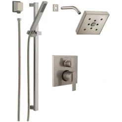 Delta Ara Pressure Balanced Shower System with Shower Head, Shower Arm, Hand Shower, Slide Bar, Hose, Valve Trim and MultiChoice Rough-In