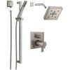 Delta Ara Pressure Balanced Shower System with Shower Head, Shower Arm, Hand Shower, Slide Bar, Hose, Valve Trim and MultiChoice Rough-In