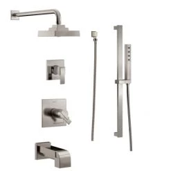 Delta TempAssure 17T Series Thermostatic Tub and Shower System with Volume Control, Shower Head, Hand Shower, and Slide Bar - Includes Rough-In Valves