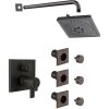 Delta Ara Thermostatic Shower System with Shower Head, Shower Arm, Bodysprays, Valve Trim and MultiChoice Rough-In
