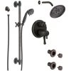 Delta Cassidy Pressure Balanced Shower System with Shower Head, Shower Arm, Hand Shower, Slide Bar, Bodysprays, Hose, Valve Trim and MultiChoice Rough-In