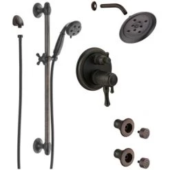 Delta Cassidy Pressure Balanced Shower System with Shower Head, Shower Arm, Hand Shower, Slide Bar, Bodysprays, Hose, Valve Trim and MultiChoice Rough-In