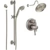 Delta Cassidy Thermostatic Shower System with Shower Head, Shower Arm, Hand Shower, Slide Bar, Hose, Valve Trim and MultiChoice Rough-In