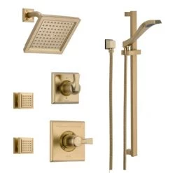 Delta Monitor 14 Series Single Function Pressure Balanced Shower System with Shower Head, 2 Body Sprays and Hand Shower - Includes Rough-In Valves