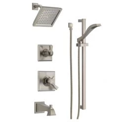 Delta Monitor 17 Series Pressure Balanced Tub and Shower System with Volume Control, Shower Head, Hand Shower, and Slide Bar - Includes Rough-In Valves