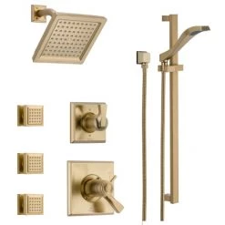 Delta TempAssure 17T Series Thermostatic Shower System with Integrated Volume Control, Shower Head, 3 Body Sprays and Hand Shower - Includes Rough-In Valves