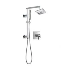 Delta Zura Thermostatic Shower System with Shower Head, Hand Shower, Slide Bar, Hose, and Valve Trim