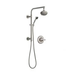 Delta Linden Pressure Balanced Shower System with Shower Head, Hand Shower, Slide Bar, Hose, and Valve Trim