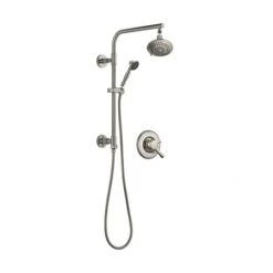 Delta Linden Pressure Balanced Shower System with Shower Head, Hand Shower, Slide Bar, Hose, and Valve Trim