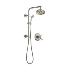 Delta Cassidy Thermostatic Shower System with Shower Head, Hand Shower, Slide Bar, Hose, and Valve Trim