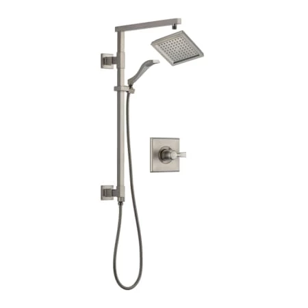 Delta Dryden Pressure Balanced Shower System with Shower Head, Hand Shower, Slide Bar, Hose, and Valve Trim 1 Delta Dryden Pressure Balanced Shower System with Shower Head, Hand Shower, Slide Bar, Hose, and Valve Trim