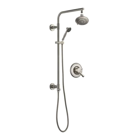 Delta Linden Pressure Balanced Shower System with Shower Head, Hand Shower, Slide Bar, Hose, and Valve Trim 1 Delta Linden Pressure Balanced Shower System with Shower Head, Hand Shower, Slide Bar, Hose, and Valve Trim