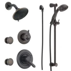 Delta Monitor 17 Series Dual Function Pressure Balanced Shower System with Integrated Volume Control, Shower Head, 2 Body Sprays and Hand Shower - Includes Rough-In Valves