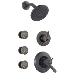 Delta TempAssure 17T Series Thermostatic Shower System with Integrated Volume Control, Shower Head, and 3 Body Sprays - Includes Rough-In Valves