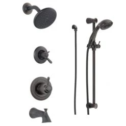 Delta TempAssure 17T Series Thermostatic Tub and Shower System with Volume Control, Shower Head, Hand Shower, and Slide Bar - Includes Rough-In Valves