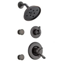 Delta Monitor 17 Series Dual Function Pressure Balanced Shower System with Integrated Volume Control, Shower Head, and 2 Body Sprays - Includes Rough-In Valves