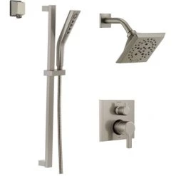 Delta Pivotal Pressure Balanced Shower System with Shower Head, Shower Arm, Hand Shower, Slide Bar, Hose, Valve Trim and MultiChoice Rough-In