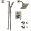 Delta Pivotal Pressure Balanced Shower System with Shower Head, Shower Arm, Hand Shower, Slide Bar, Bodysprays, Hose, Valve Trim and MultiChoice Rough-In