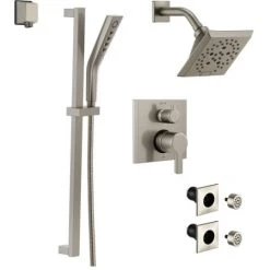 Delta Pivotal Pressure Balanced Shower System with Shower Head, Shower Arm, Hand Shower, Slide Bar, Bodysprays, Hose, Valve Trim and MultiChoice Rough-In