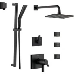 Delta TempAssure 17T Series Thermostatic Shower System with Integrated Volume Control, Shower Head, 3 Body Sprays and Hand Shower - Includes Rough-In Valves