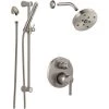 Delta Trinsic Pressure Balanced Shower System with Shower Head, Shower Arm, Hand Shower, Slide Bar, Hose, Valve Trim and MultiChoice Rough-In