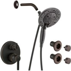 Delta Trinsic Pressure Balanced Shower System with Shower Head, Shower Arm, Hand Shower, Bodysprays, Hose, Valve Trim and MultiChoice Rough-In