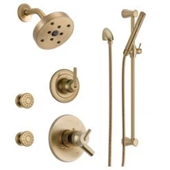 Delta Monitor 17 Series Dual Function Pressure Balanced Shower System with Integrated Volume Control, Shower Head, 2 Body Sprays and Hand Shower - Includes Rough-In Valves