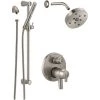 Delta Trinsic Pressure Balanced Shower System with Shower Head, Shower Arm, Hand Shower, Slide Bar Hose, Valve Trim and MultiChoice Rough-In