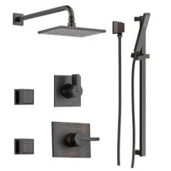 Delta Monitor 14 Series Single Function Pressure Balanced Shower System with Shower Head, 2 Body Sprays and Hand Shower - Includes Rough-In Valves