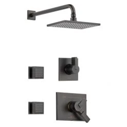Delta Monitor 17 Series Dual Function Pressure Balanced Shower System with Integrated Volume Control, Shower Head, and 2 Body Sprays - Includes Rough-In Valves